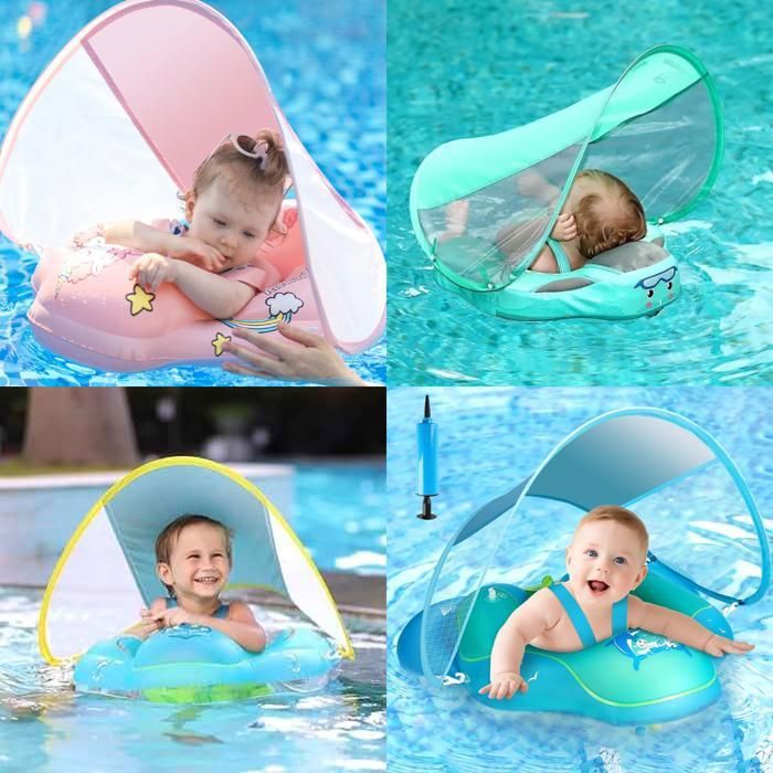 Bouée de natation gonflable flottant pour bébé avec parasol intégré
