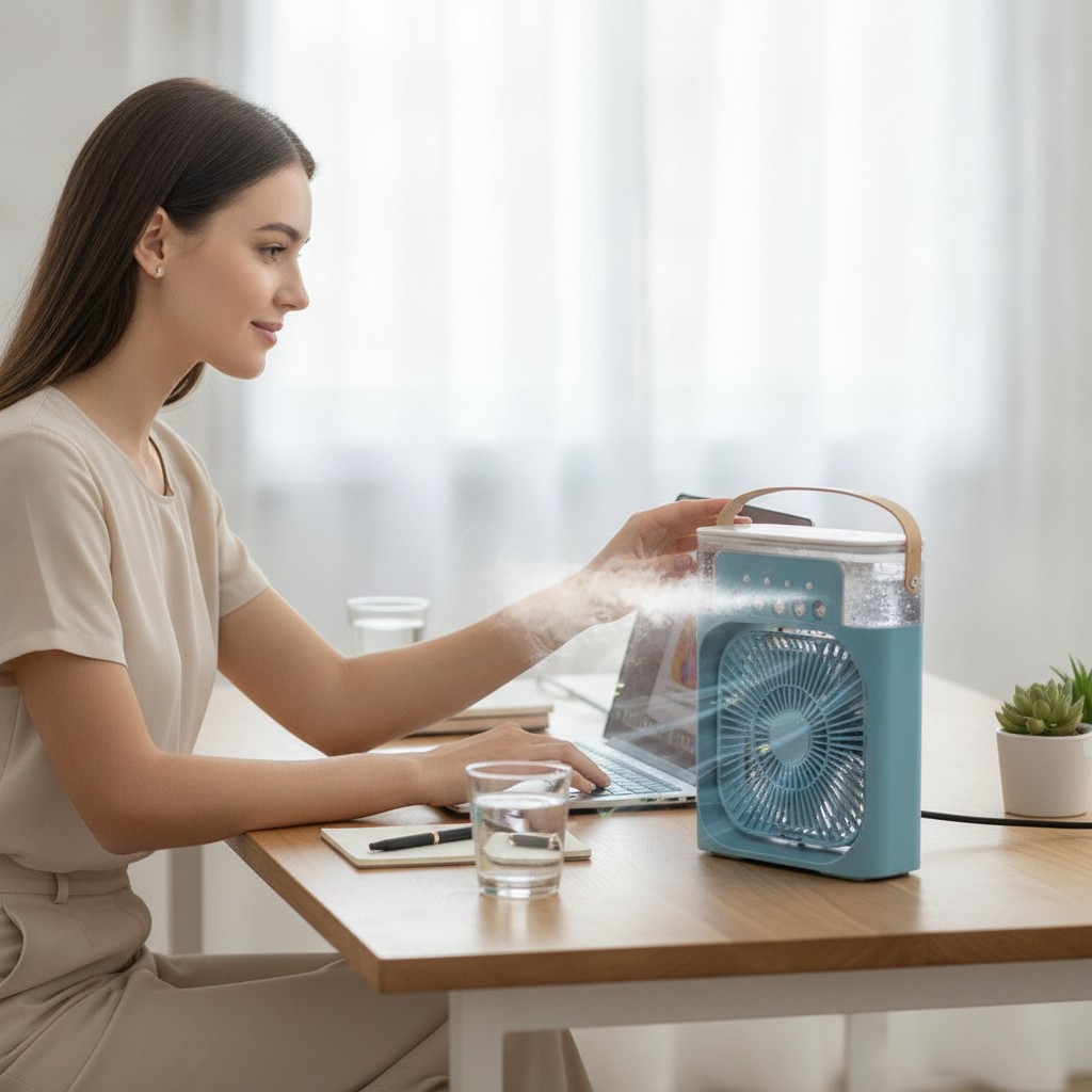 Refroidisseur d'air portable usb ventilateur de refroidissement et humidificateur (couleur aléatoire) - Marjane Mall - Image 4