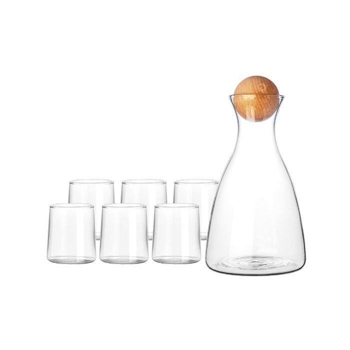 Ensemble carafe en verre carafe 1.7 l lot de 6 verres - 320 ml