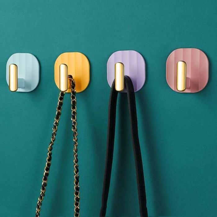 Lot de 2 crochets multi-usages, crochets autocollants,porte clés mural (Couleur aléatoire)