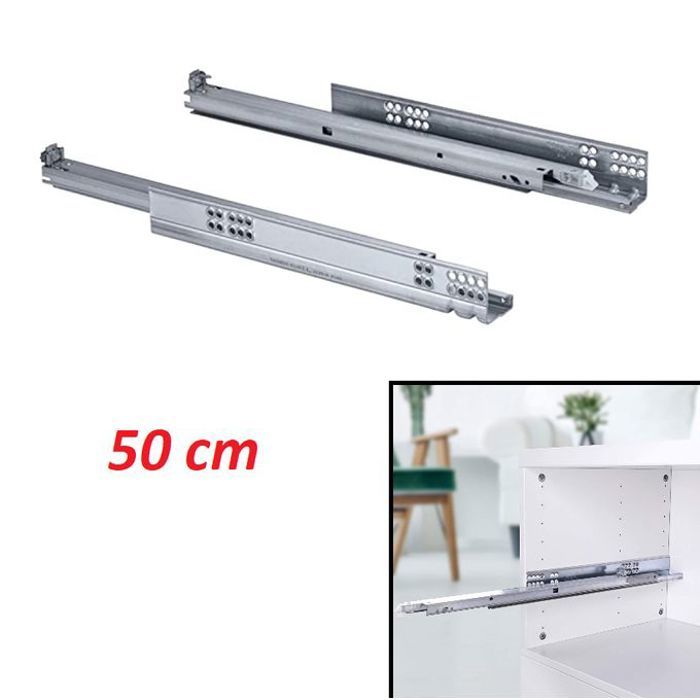 Glissière de tiroir rails 50 cm, paire de coulisses silent system