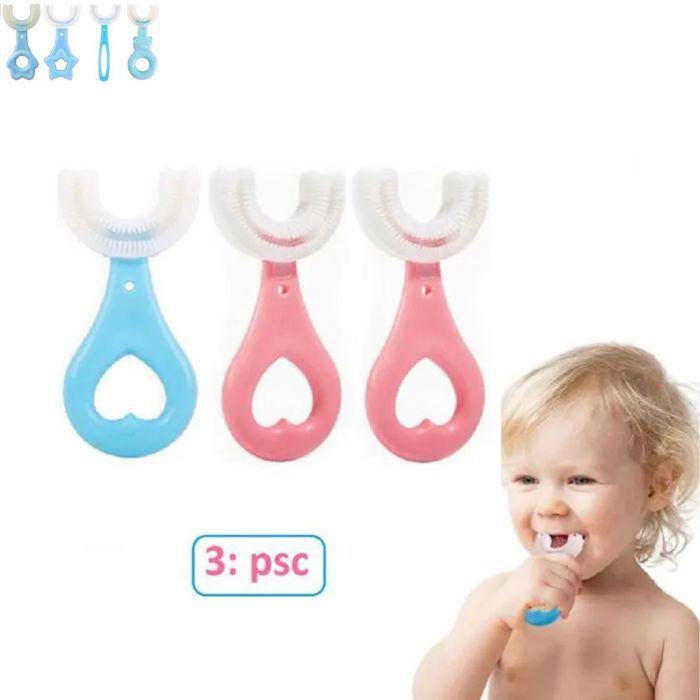 Troi brosse à dents enfants rose & bleu