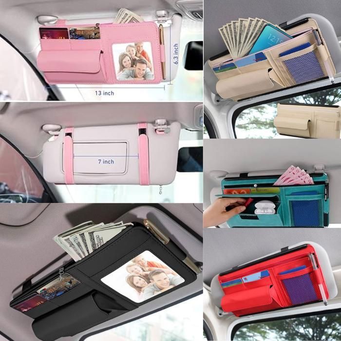 Organisateur de voiture pour lunettes, cartes et documents
