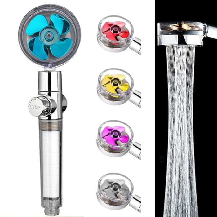 Pomme de douche haute pression 360° avec bouton d'arrêt(Couleur aléatoire)