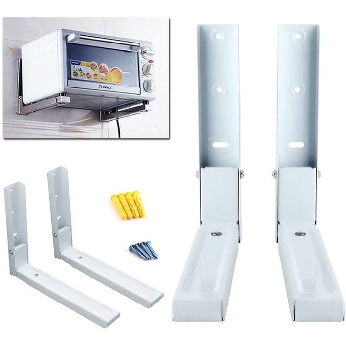 Support mural universel pour four à micro-ondes en acier inoxydable blanc