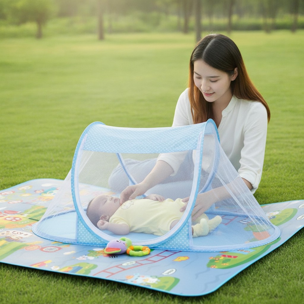 Lit de bébé moustiquaires pour, matelas de lit, enfants de 0 à 3 ans (Couleur aléatoire) - Marjane Mall - Image 4