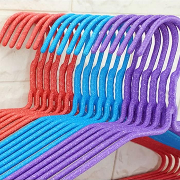 Cintre en métal de 10 pièces revêtu de mauve de protection en plastique, support en vêtements