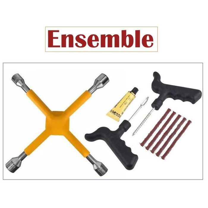 Kit réapprovisionnement pneu et clé croisée 17-19-21-23mm