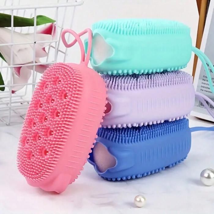 Brosse de bain à bulles en silicone souple pour un nettoyage rapide et moussant - Couleur aléatoire
