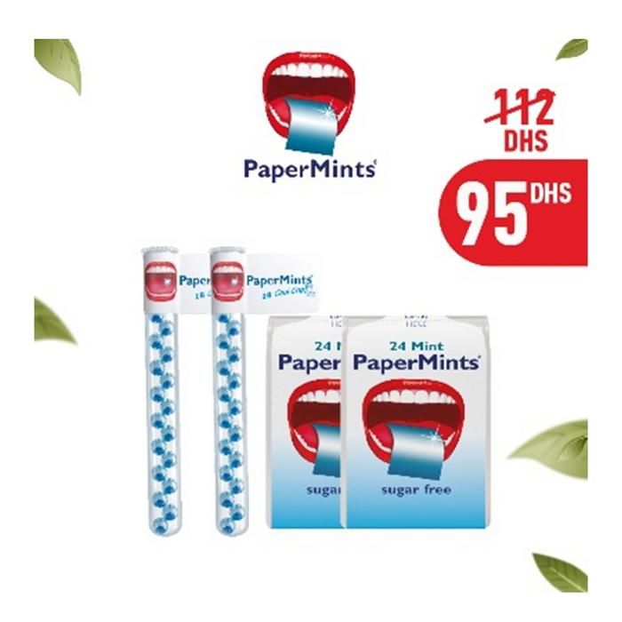 PAPERMINTS PACK4: 2 COOL CAPS MENTHE BOITE 18U/2 FEUILLES DE MENTHE 24U