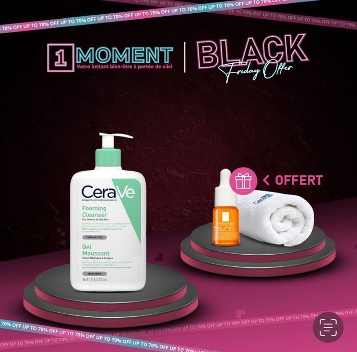 Cerave gel moussant 473 ml = Vitamine C la roche posay 10 ml + Serviette offerte