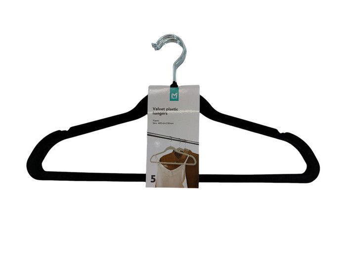 Cintres en Velours Noirs - Lot de 5 (Grande Taille)