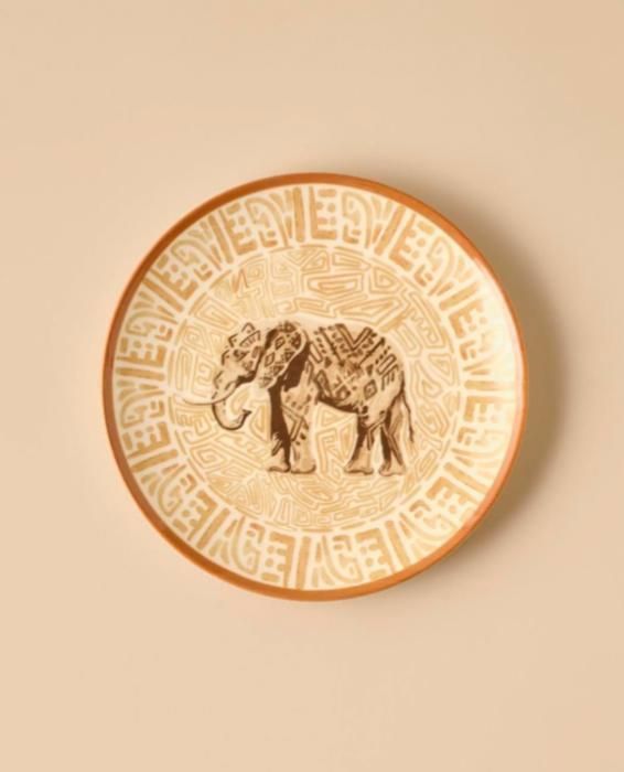 Assiette à dessert éléphant Africain marron 20 cm