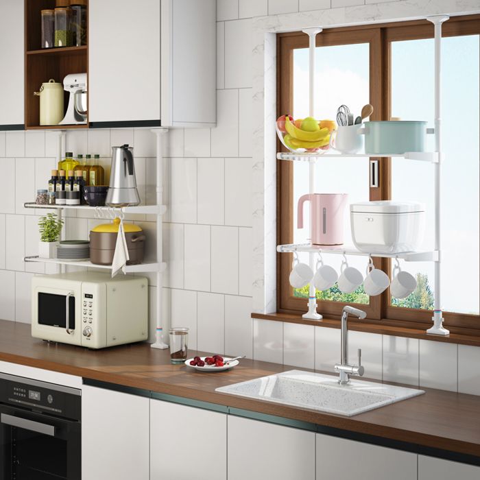 Meuble de Rangement Cuisine – Étagère à Épices Réglable avec Tige Télescopique,