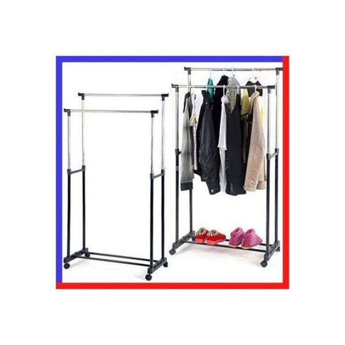 Double Porte-Vêtements Inoxydable Extensibles,Moderne,Séchoir à Vêtements,2Barre