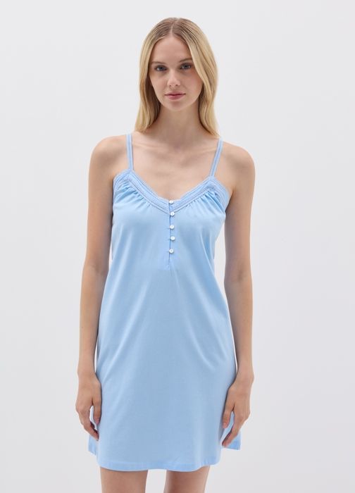 Chemise de nuit avec bordure ajourée - Chambray Blue
