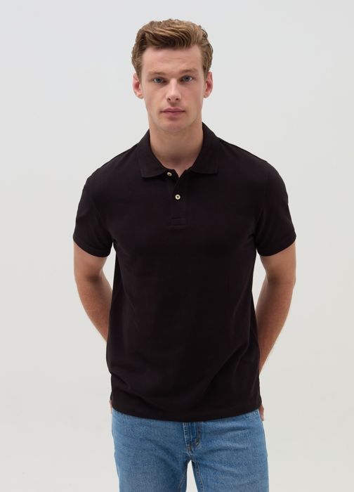 Polo en piqué de coton - Black