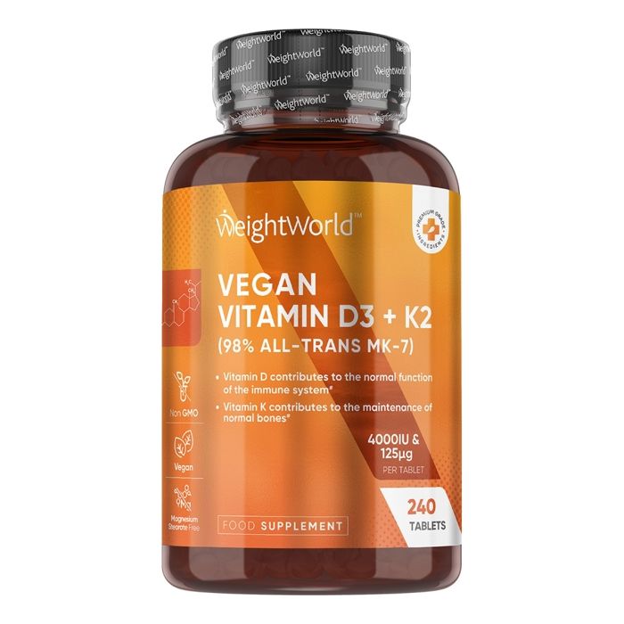 Vitamin D3 + K2 (MK7) 4000IU+125µg - For Bones & Mood - 240 Tablets