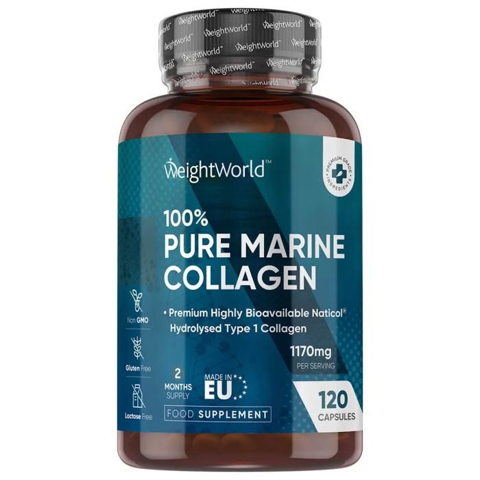 Pure Marine Collagen 1170 mg - For Skin, Bones & Joints - 120 Capsules