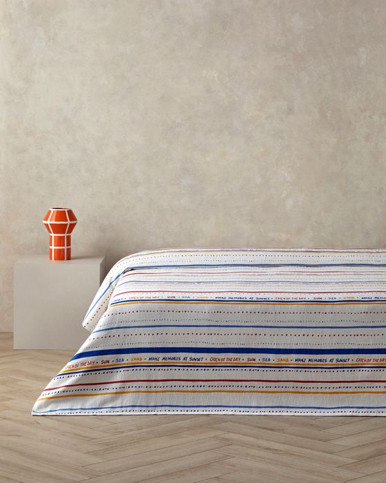 Couvre-Lit - Coastal Stripe - Rouge - 150x220 cm - Style Côtier - Imprimé Rayures