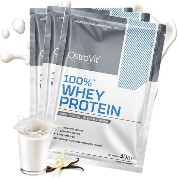 100% Whey Protein 30 g X 20 Sachés 600 g Vanille - Protéines de Lactosérum Riche en BCAA & EAA