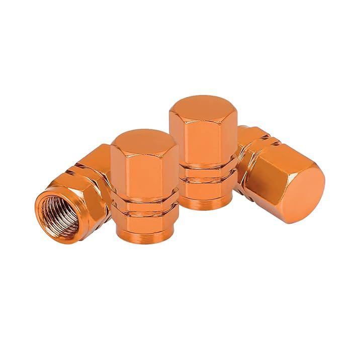 Lot de 4 capuchons de valve de pneu en aluminium pour voiture, anti-poussière, forme hexagonale (lot de 4, doré)