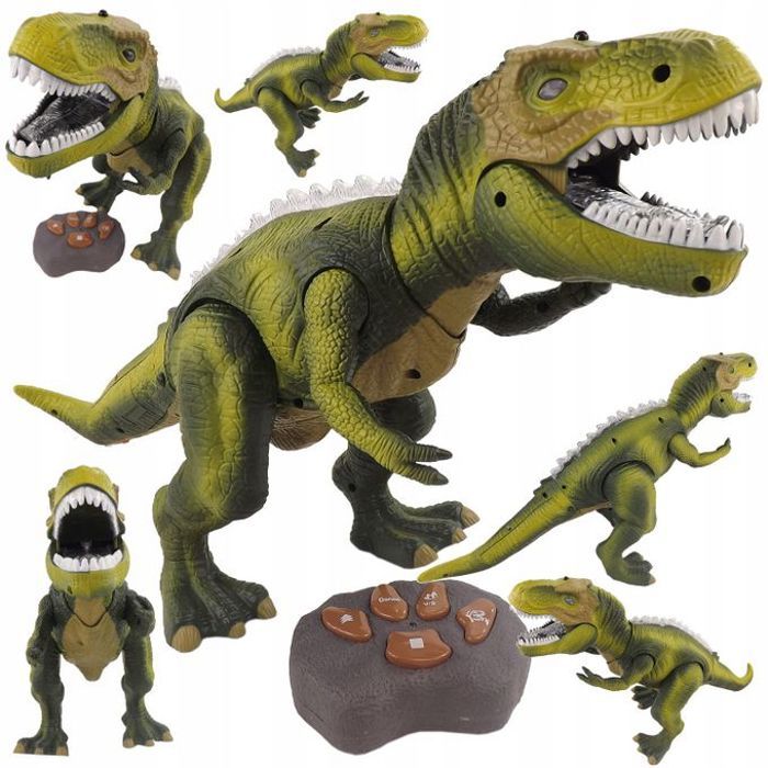 Dinosaure télécommandé : marche, balancement de tête, son et éclairage