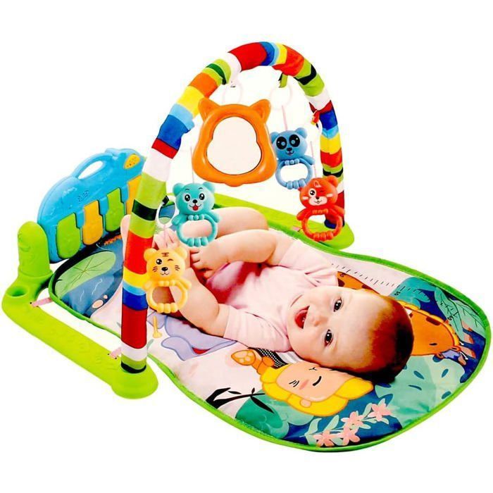 Tapis de jeu musical pour bébé — piano lumineux & hochets suspendus
