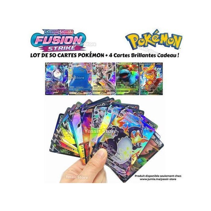 Pokemon lot de 50 cartes evoling skies + 4 cartes brillantes offerte 2022