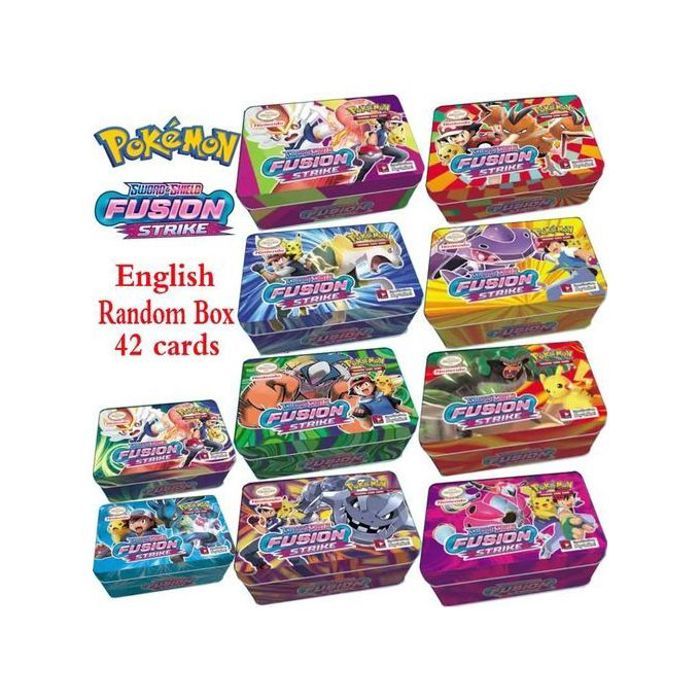 42 cartes pokémon sword and shield fusion strike - boîte métallique