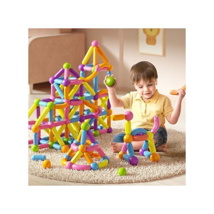 Jeu de construction magnétique pour enfants - 64 pièces