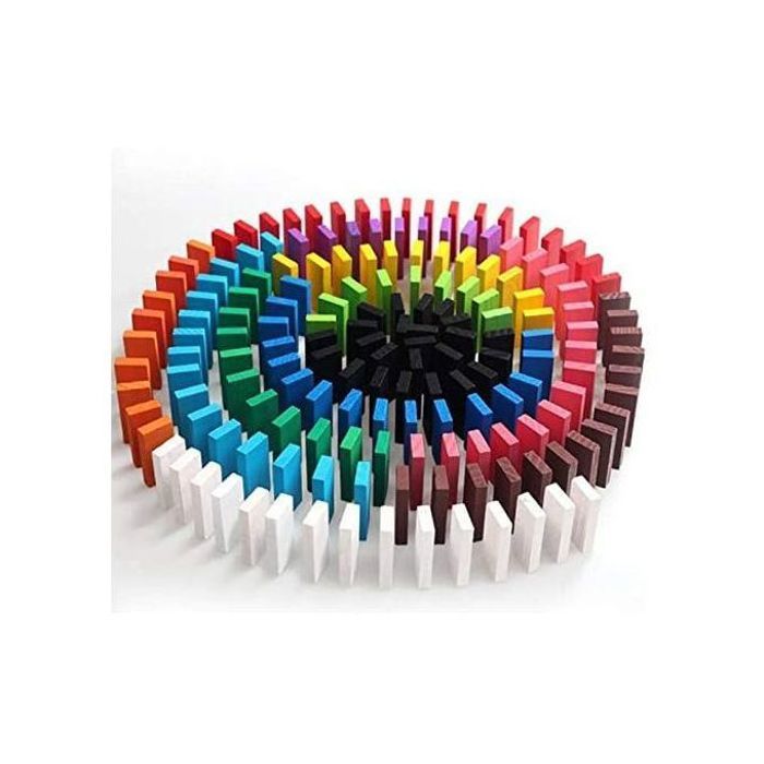 200 pcs domino en bois coloré - jeu classique éducatif