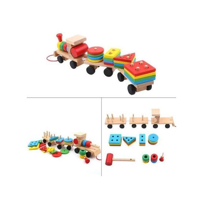 Blocs en bois de train de camion pour les enfants en bas âge