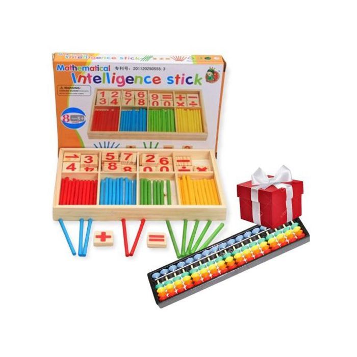 Jeu en bois montessori de comptage mathématique + abacus