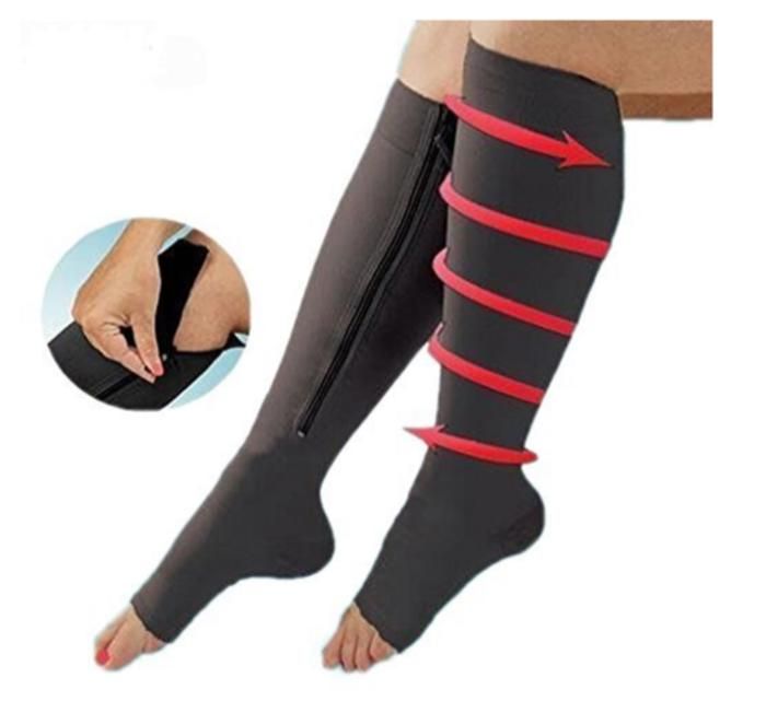 Chaussettes de compression zippées  pour les jambes et les genoux à bout, Taille L-XL