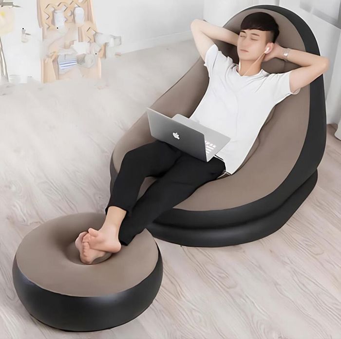 Canapé Gonflable avec Pied coussin Portable Pour Jardin et Maison