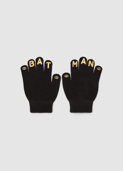 Gants en tricot avec imprimé Batman - Black