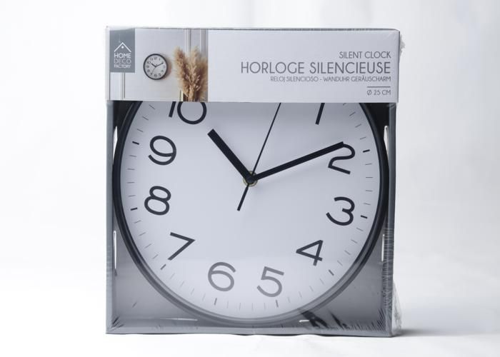 Horloge - HOME DECO FACTORY - Studio Bords Black - Diamètre 25 cm - Silencieuse - Rond