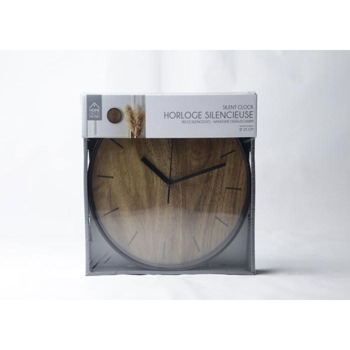 Horloge - HOME DECO FACTORY - Studio Bois - D25 cm - Silencieuse - Intérieur