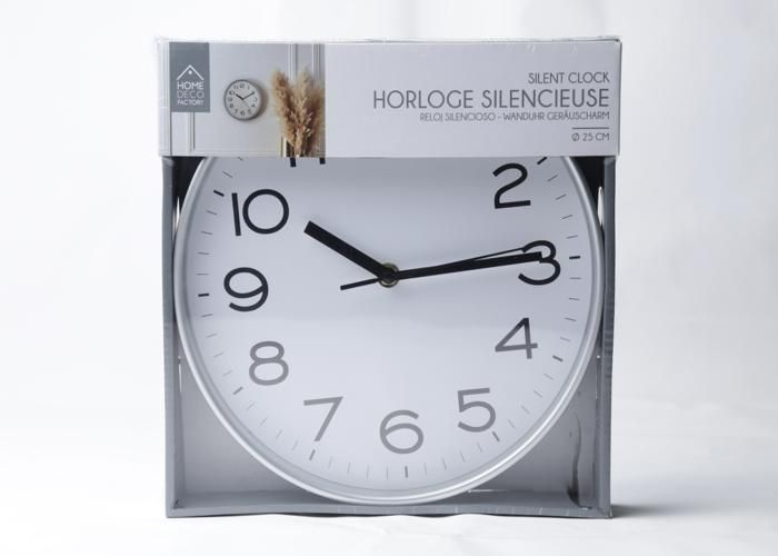 Horloge - HOME DECO FACTORY - Studio Silver - 25 cm - Silencieuse - Métal - Argenté