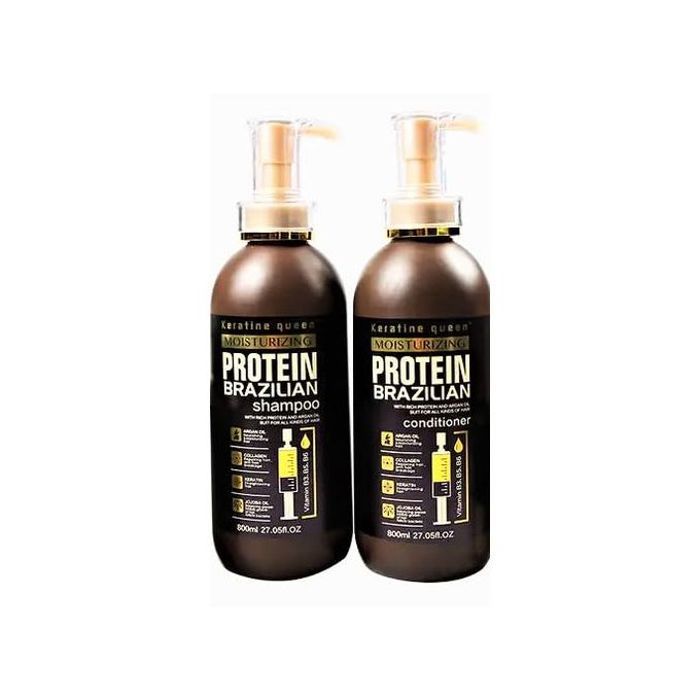 Ensemble Kératine Queen - Shampoing + Après-Shampoing 800ml - Cheveux hydratés, brillants et forts