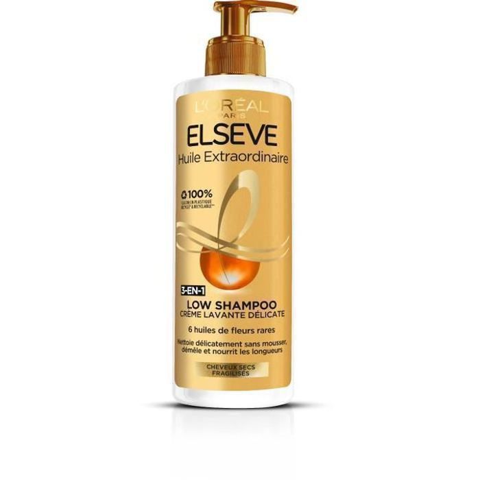 Shampooing - ELSEVE - Low Shampoo - Sans sulfates - 400ml - Cheveux secs