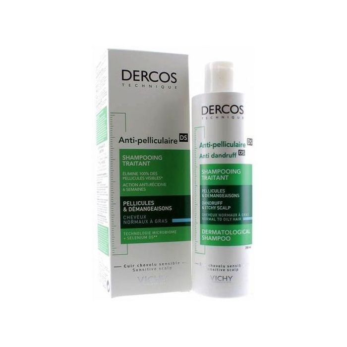 Vichy Dercos Technique Anti-Pelliculaire DS – Shampoing Traitant 200 ml – Élimine les pellicules et apaise le cuir chevelu gras