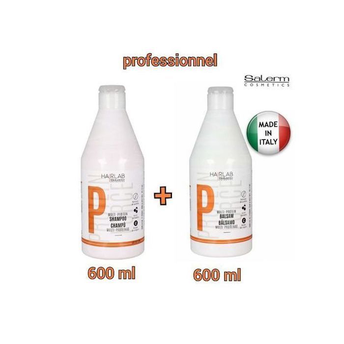 Kit Shampoing et Démêlant protéiné Salerm Cosmetics (600 ml + 600 ml) - Répare le cuir chevelu et la fibre capillaire