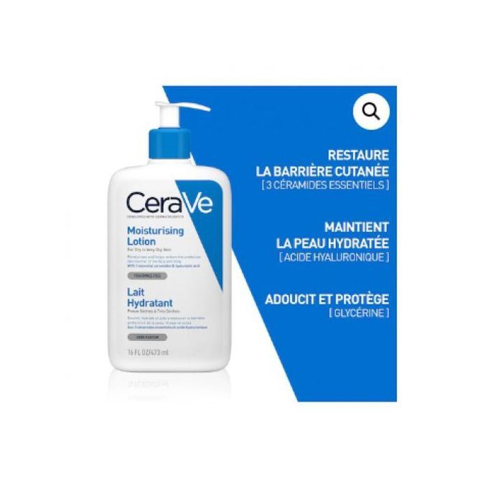 Lait hydratant CeraVe : pour les peaux sèches à très sèches.
