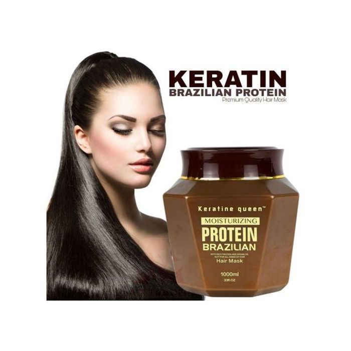 Masque brésilien Keratine Queen Moisturizin Hair Protein 1000 ml - Traitement réparateur pour cheveux secs et abîmés + Blush Offert