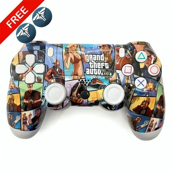 Manette PS4 Grand Theft Auto Haute Qualité + Poignées de pouce pour votre manette Gratuit