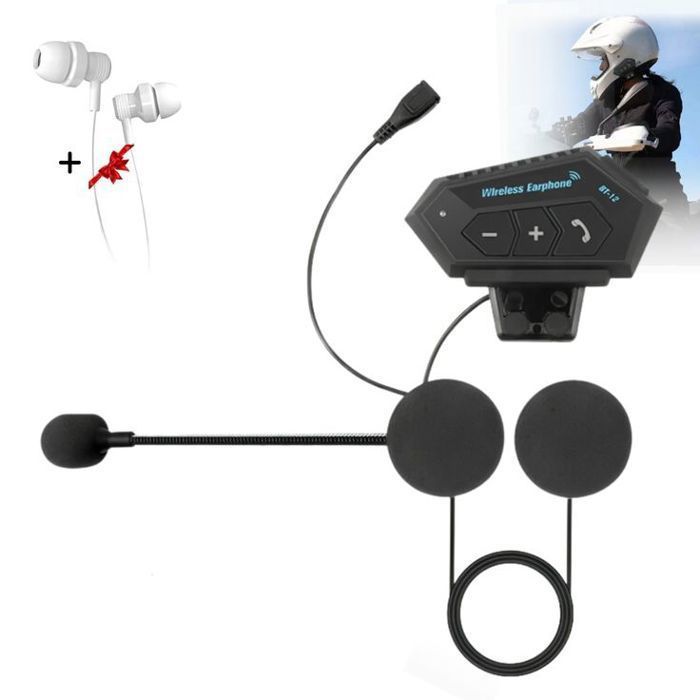 Kit Bluetooth pour Casque Moto – Appels Mains Libres & Musique Stéréo + Ecouteur Gratuit