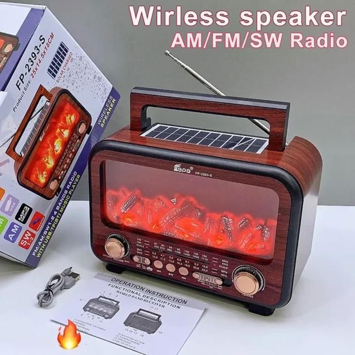 AM FM SW Radio Rechargeable Par Câble USB/Panneau Solaire Excellente Réception Multifonction Rétro Bluetooth Haut-Parleur Radios
