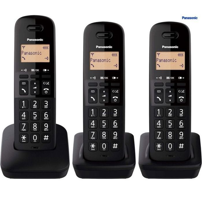 Telephone fixe sans fil DECT Trio combinés et résistants chocs KX-TGB613